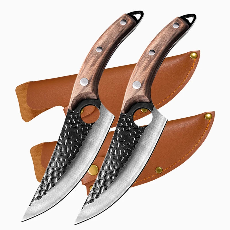 Stainless Steel Kitchen Boning Knife Fishing Knife Meat Cleaver Handmade Forged Chef Outdoor Cooking Cutter Butcher Knife Tool