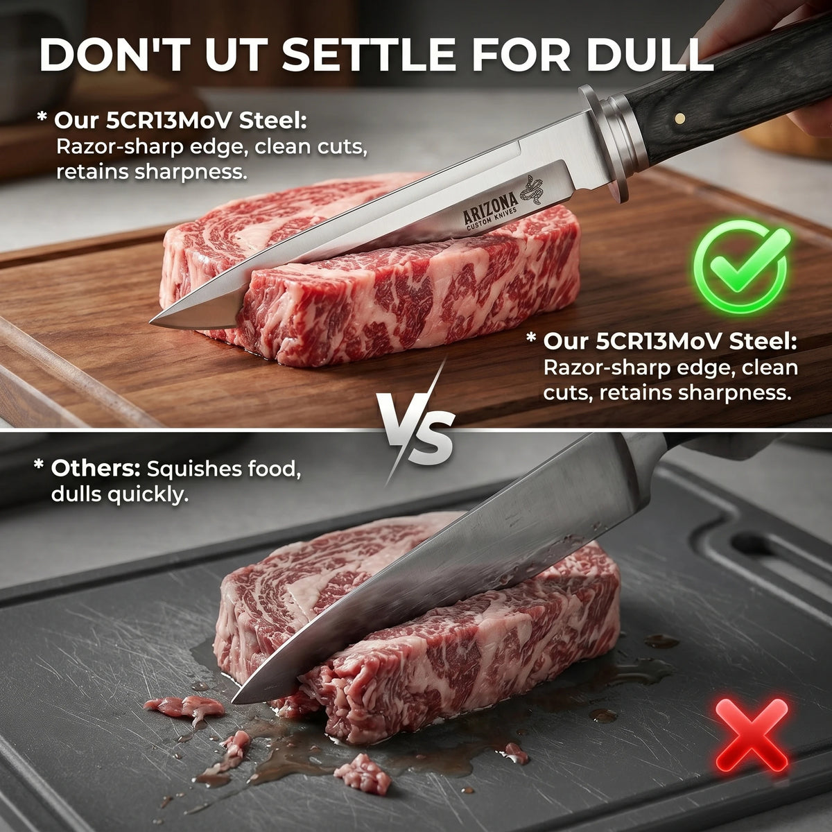 High-quality fixed-blade knife, with leather sheath, stainless steel kitchen knife, kitchen knife for cutting and cooking meat