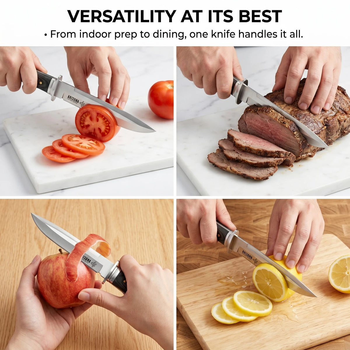 High-quality fixed-blade knife, with leather sheath, stainless steel kitchen knife, kitchen knife for cutting and cooking meat