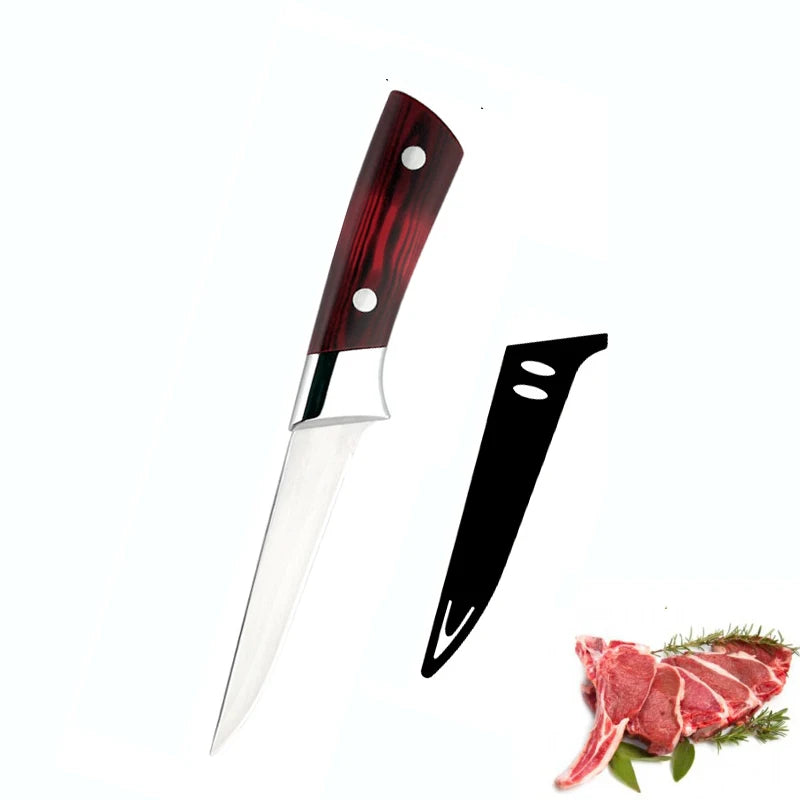 Professional cooking curved knives, sharp Damask textured kitchen knives, meat slicers, fruit knives, forged high-hardness knive