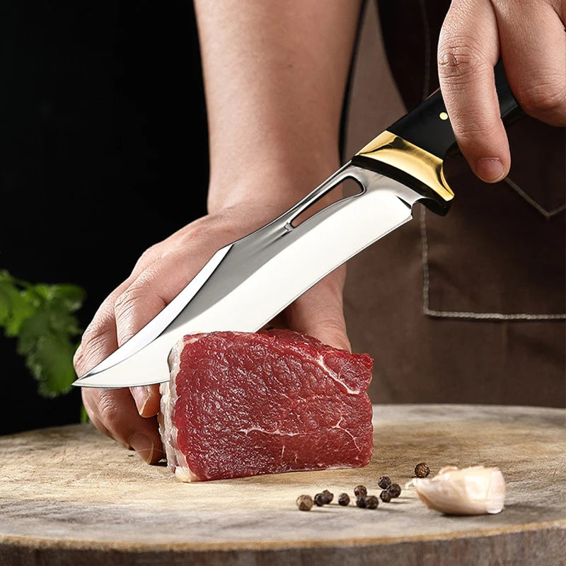 Hand Forged Boning Knife Sharp Utility Kitchen Knife for Meat Fish Fruit Vegetable Slicing Trimming Deboning Professional Chef
