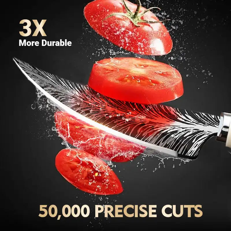 Professional cooking curved knives, sharp Damask textured kitchen knives, meat slicers, fruit knives, forged high-hardness knive